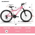 thumbnail image 4 of 26 Inch Women Mountain Bike, 21 Speed Mountain Bicycle with Front Suspension, Carbon Steel Frame and Dual V-Brakes, Trail Commuter City Bike MTB for Women, Pink, 4 of 7