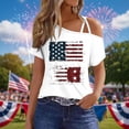 thumbnail image 2 of Off The Shoulder Tops for Women 2026 Independence Day Outfits Ladies Short Sleeve USA Patriotic Shirts Summer Clothes, 2 of 6