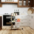 thumbnail image 6 of XIV Bar Cart, Home Bar Serving Cart, Metal Kitchen Carts with Storage, Drink Coffee Cart with Wheels for Kitchen and Living Room, 6 of 9