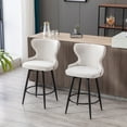 thumbnail image 4 of BTMWAY 180° Swivel Bar Stools Sets of 2, Modern Linen Fabric Upholstered Counter Height Bar Chairs with Gold Nailhead Trim and Metal Legs, Counter Stools with Button Tufted Wing-Back, Beige, 4 of 13