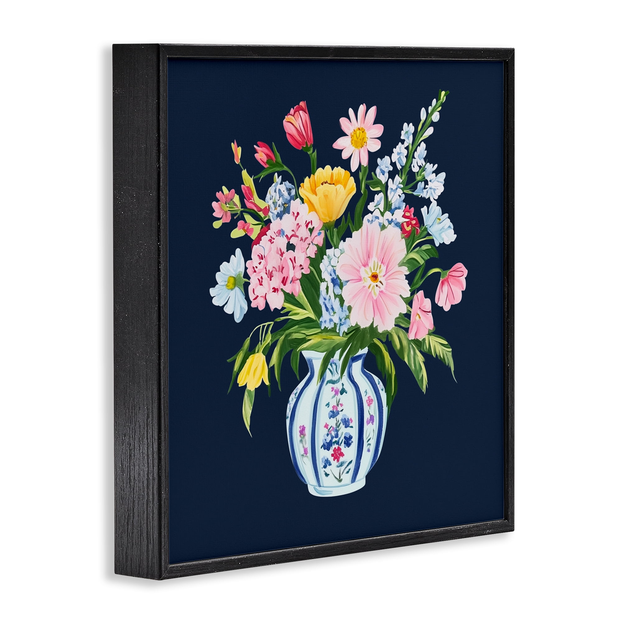 Spring Elegance Chinoiserie Vase Black Framed Giclee Art, design by Yen