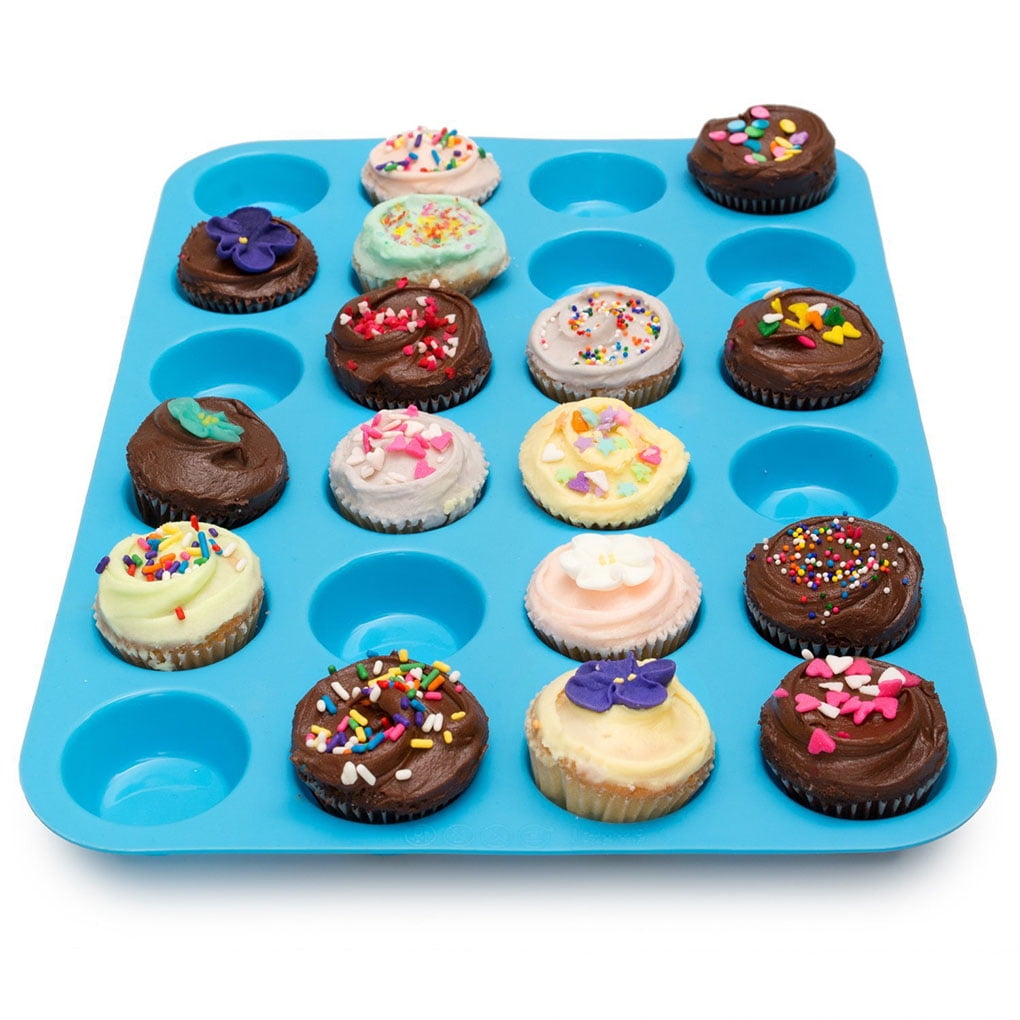 24 Cavity Silicone Muffin Cup Cake Cookie-Chocolate-Mould Pan Baking Tray M G5X3 