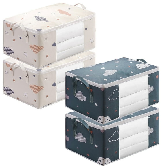 WEISIPU 2PCS Comforter Storage Bag 75L Large Zippered Storage Bag for Closet, Blanket Organizer with Handles for King/Queen Comforters, Pillows, Bedding/Quilt, Duvet Space Saver