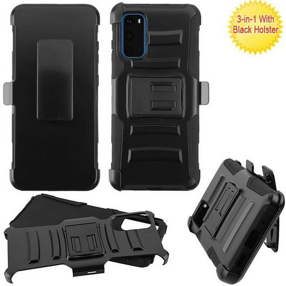 Samsung Galaxy S20 (6.2") Phone Case Hybrid Shockproof Impact Armor Rugged Rubber TPU Hard Protective Cover with Swivel Belt Clip Holster & Kickstand BLACK Phone Cover for Samsung Galaxy S20