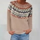 thumbnail image 3 of Suéter de cuello redondo para mujer, informal, estampado, manga larga, cuello redondo, abrigos, suéteres, suéter para mujer, 3 of 6