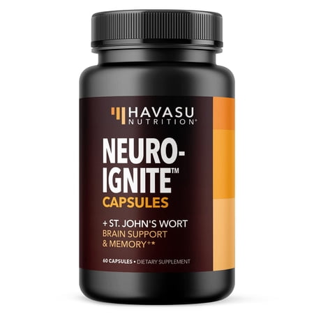 Havasu Brain Supplements for Memory and Focus | Neuro-Ignite Capsules with St. John s Wort for Brain Boost  60 Ct