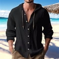 thumbnail image 5 of Mens Hooded Tshirt Solid Color Casual Long Sleeve Top Comfortable Streetwear Pullover Black XL, 5 of 6