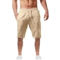 thumbnail image 2 of Summer Polyester Short Cargo Shorts for Men Yellow Leisure Solid Color Weekend Fashionable Casual Cotton Men's And Linen pants XL, 2 of 3