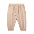 thumbnail image 2 of Jalioing Kids Linen Pants Lightweight Elastic Waist Drawstring Joggers Summer Casual Trousers for Boys Girls, 2 of 3