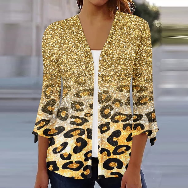 Cárdigan de moda para mujer, con mangas 4/3 y botones estampados, chaqueta tipo cárdigan para mujer