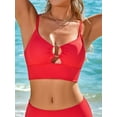 thumbnail image 3 of Asoul Bikini Tops for Womens Push Up Modest Swimsuit Cut Out Padded Ribbed Cute Long Line Bathing Suits Top, 3 of 7