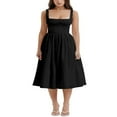 thumbnail image 1 of Femmes Été Sans Manches Couleur Unie Taille Haute Midi Robe de Cami, 1 of 7