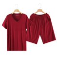 thumbnail image 2 of Men’s Short Sleeve Shorts Pajama Set Ice Silk Loose Fit Summer Home Loungewear, 2 of 4