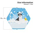 thumbnail image 3 of Kll Hexagon Drink Coasters Set Of 4,Pu Leather Absorbent Coasters Set Decorative Coffee Cup Coasters Housewarming Gift For Home Decor-Collie In Bathtub, 3 of 9