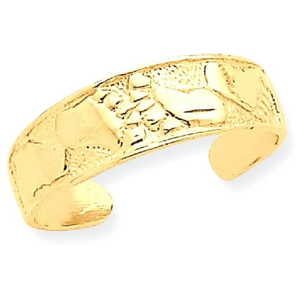 IceCarats 14k Yellow Gold Footprints Adjustable Cute Toe Ring Set Fine Jewelry Gift Valentine Day Set For Women Heart