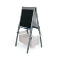 thumbnail image 3 of Humble Crew Inspire Kids Chalkboard and Dry Erase Easel with Storage Bins, 1 Paper Roll, 2pc Chalk, and Eraser, Grey, 3 of 5