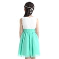 thumbnail image 2 of YONGHS Flower Girls Pleated Chiffon 3D Petal Bridesmaid Dress for Wedding Pageant Party Ball Gown White&Turquoise 16, 2 of 7