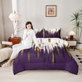 thumbnail image 4 of Manfei Abstract Oil Painting Bedding Comforter Set 2pcs, Purple Gold Ombre Twin Comforter Sets, Watercolor Brush Strokes Bedding Set, Super Cozy Room Decor, 4 of 8