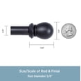 thumbnail image 3 of Kenney Scroll Ball Standard Steel Decorative Window Double Curtain Rod, 48-86" Adjustable Length, 5/8" Dia., Black, 3 of 6