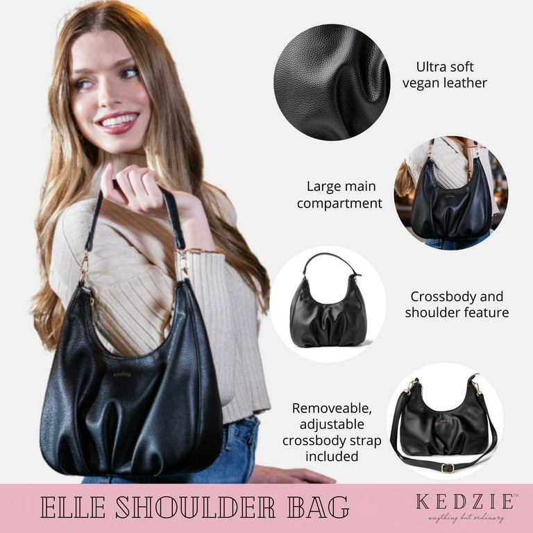 Kedzie Elle Shoulder Bag Vegan Leather Crossbody Purse Gray Women s