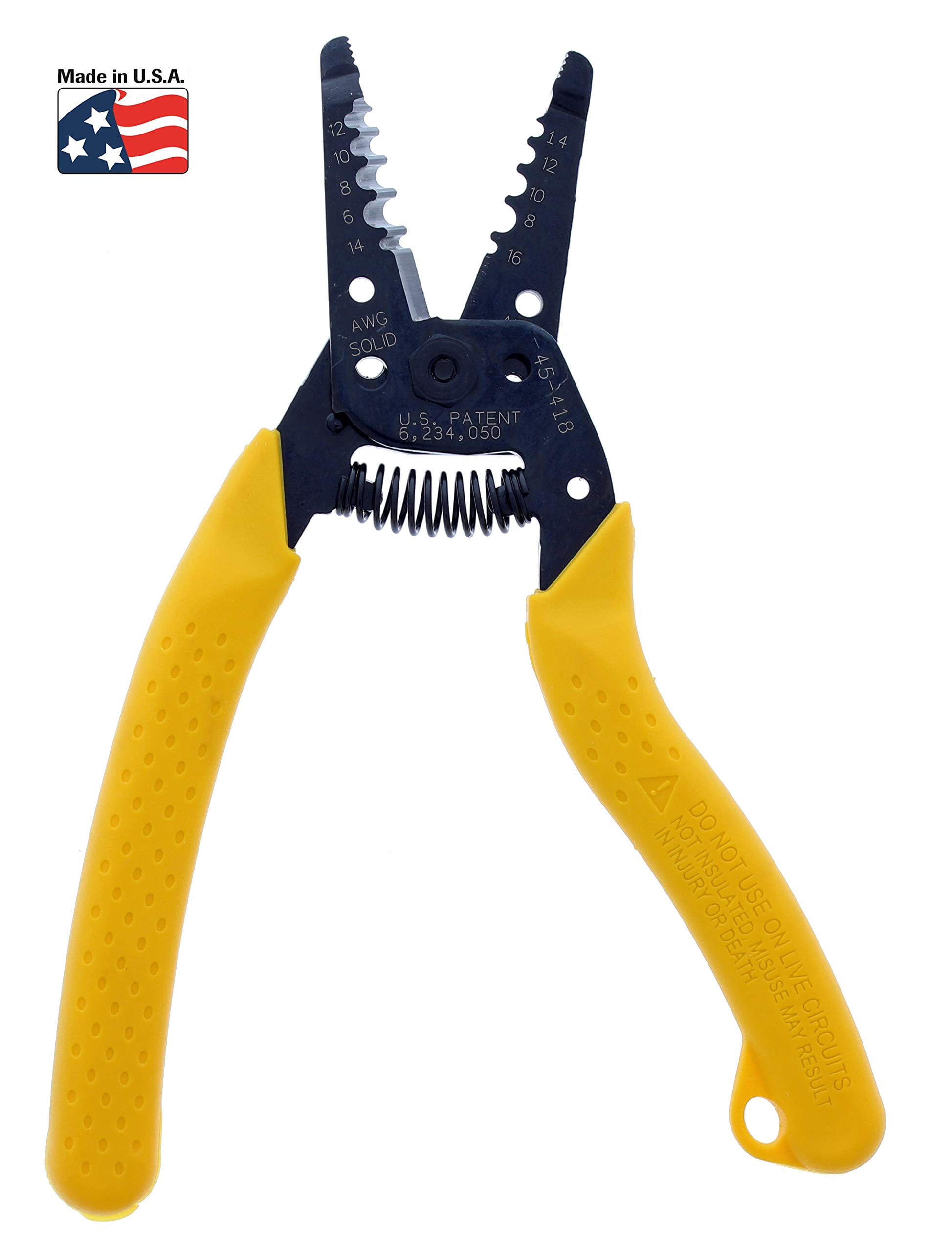 IDEAL Electrical 45-418 Premium Reflex T Stripper - 6-14 AWG solid, 8-16 AWG stranded, Wire Stripper, Plier Nose, Textured Grips