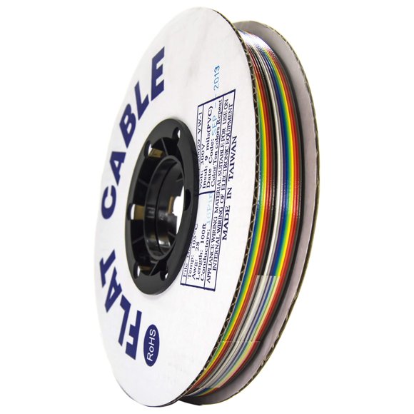 Rainbow Ribbon Cable with 16 Conductors, Length: 100 Feet by Electronix Express