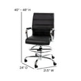 thumbnail image 6 of Merrick Lane Mid-Back Drafting Chair with Adjustable Foot Ring Black Faux Leather Upholstered Swivel Chair with Chrome Base, 6 of 14