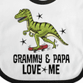 thumbnail image 4 of Inktastic Grammy and Papa Love Me Dinosaur Grandson Boys Baby Bib, 4 of 4