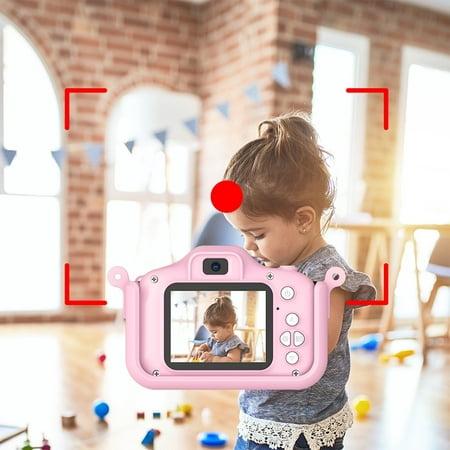 Image of Oggfader Kids Camera for Girls Game Children s Holiday Gift HD Front And Rear Dual Gamera Mini 2.0 Inch Camera Photo Video Games Music Toys 5 In 1 Built-in Five Puzzle Mini Games Pink