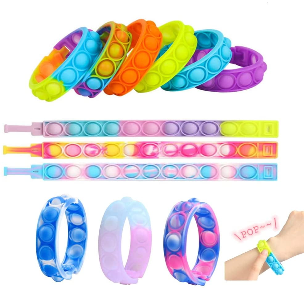 Pop It Sensory Fidget Push Rainbow Bubble Bracelet Wristband Autism Antistress 