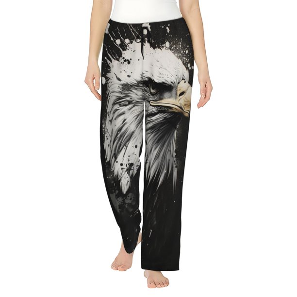 Balery Ink Style Bald Eagle Pantalones de pijama para mujer, pijamas ultraligeros, pantalones de estar por casa-Large