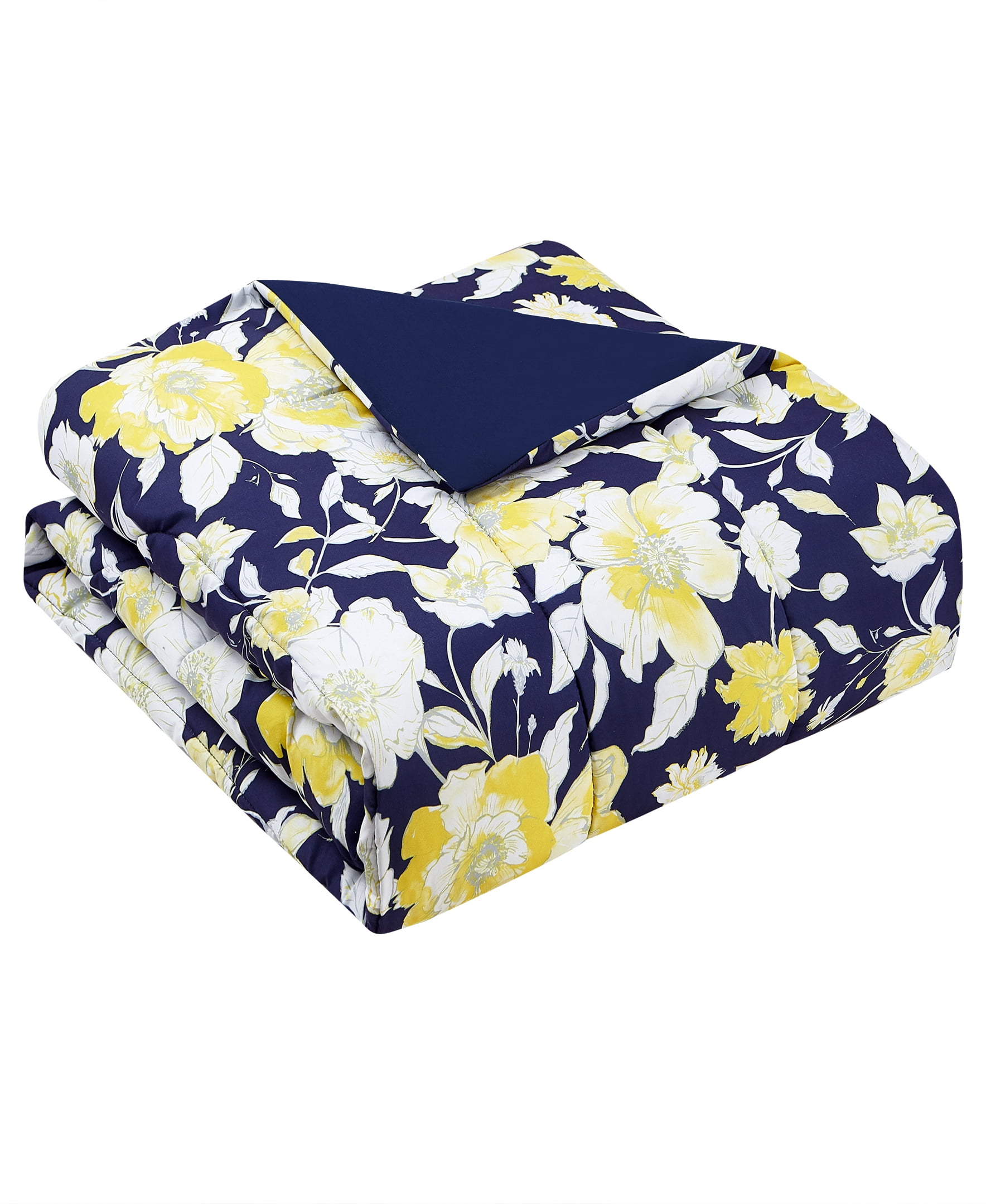 CEDAR COURT Aster Floral Yellow Ultra Soft Microfiber 3 Piece Comforter Bedding Set - King