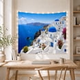 thumbnail image 5 of Greek Village on a Cliff with the Sea Serene Coastal Wall Art for Ocean Lovers Coastal Decor Housewarming Gift Tapestry Wall Hanging for Living Room and Bedroom, 5 of 7