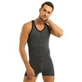 thumbnail image 3 of Kaerm Mens Wrestling Singlet Leotard Bodysuit One Piece Vest Jumpsuit Romper Pajamas Nightwear Gray M, 3 of 7