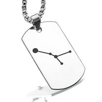 Stainless Steel Cancer (Crab) Astrology Constellation Dog Tag Pendant Necklace
