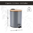 thumbnail image 4 of Gray Trash Can with Bamboo Lid and Pedal, 2.5L Capacity, 4 of 7