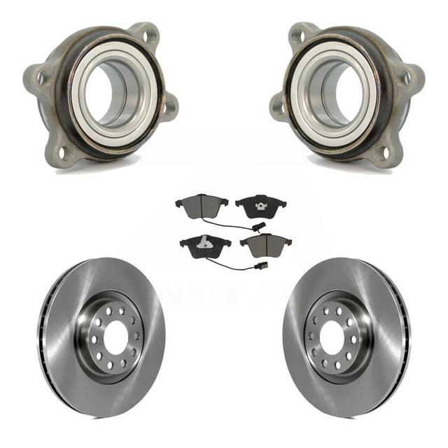 Transit Auto Front Hub Bearing Assembly Disc Brake Rotors and Semi-Metallic Pads Kit for Car Audi A4 Quattro KBB-115311