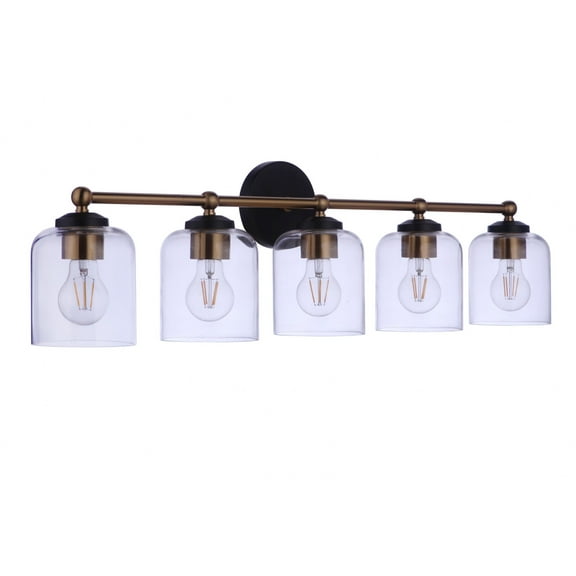 Coppa 5 - Light Flat Black And Satin Brass Brass Traditional Incandescent Glass And Steel Wall Sconce