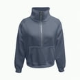 thumbnail image 4 of Godom Women's Sweatshirt Quarter-Zip V Neck Fleece Pullover Hoodie with Thumb Holes, 4 of 4
