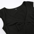 thumbnail image 4 of Women Short Sleeve Deep V Neck Slim Fitted Crop Top Basic Solid Plain Bodycon Blouses T-Shirt Undershirt, 4 of 9