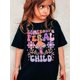 thumbnail image 1 of Camiseta para niña con estampado de setas y letras - Algodón suave, negra con diseño "Somebody's Feral Youngsters", linda camiseta de verano para niñas, lavable a máquina, 1 of 6