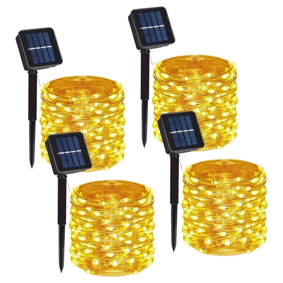 Guirnalda de luces solares DAYLIGHIR, paquete de 4, 400 LED, 13 m, cobre