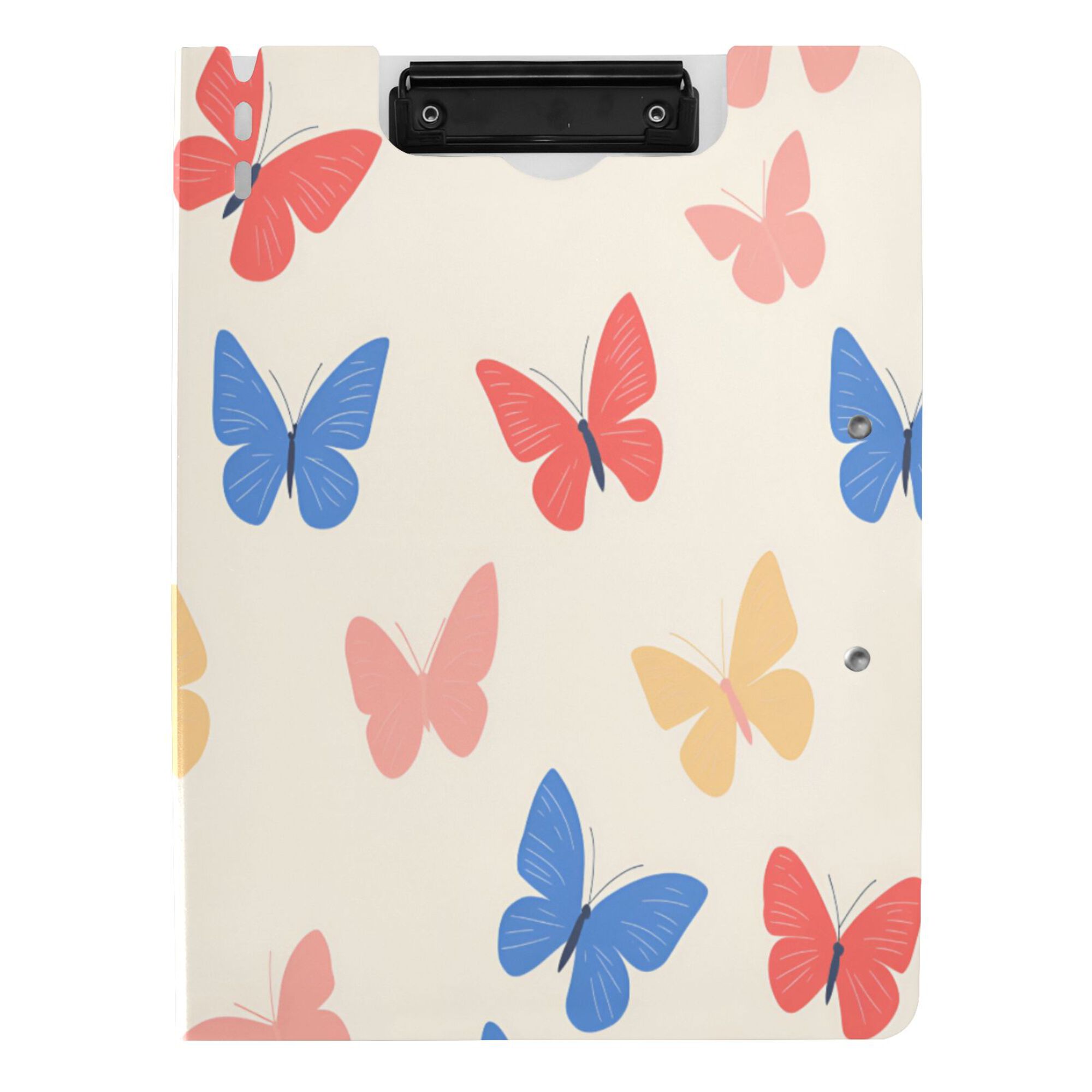 FORMRS A4 Clipboard Folder with Pen Holder Horizontal Foldable School Office Binder, Red Butterflies