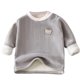 thumbnail image 2 of Blusas y camisas de manga larga con cuello redondo para niños, color sólido, cuello redondo, manga larga, con forro polar adicional, para mantener el calor, conjunto de poliéster para niños., 2 of 5