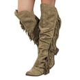 thumbnail image 3 of Kcodviy Bottes pour Femmes Décontractées Isolées Bottes de Neige Femmes Courtes Rétro à Franges sur la Grand Largeur Bottes pour Femmes Neige Genou Longues Bottes Carrées Chaussettes Bottes de Neige Femmes Talons Chaussures, 3 of 5