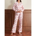 thumbnail image 2 of Biezeib Women's 2 Piece Pajama Set Long Sleeve Lapel Button Up Shirt Tops Heart Print Pants Sleepwear Sets, 2 of 6