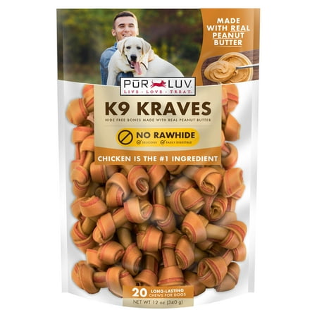 UPC: 0818145019388 | PUR LUV K9 Kraves Chicken and Peanut Butter Mini Bone Treats for Dogs  20 Count