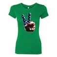 thumbnail image 2 of American Flag Peace Sign Hand Pop Culture Womens Slim Fit Junior Tee, Kelly, X-Large, 2 of 3