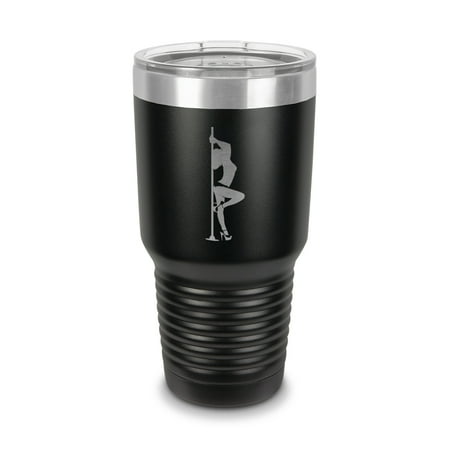 

Pole Dancer Tumbler 30 oz - Laser Engraved w/ Clear Lid - Stainless Steel - Vacuum Insulated - Double Walled - Travel Mug - dancing performing art acrobatics stripper - Black