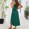 thumbnail image 6 of Afdoent Dresses For Women 2026 Sleeveless Solid Color U Neck Dress With Adjustable Drawstring Side Slit Beach To Brunch Vacation Fashion Outfits, 6 of 8